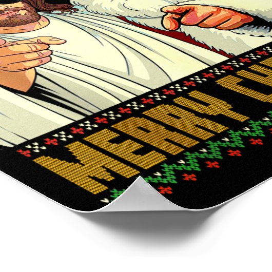 Funny Jesus Santa The Boys Are Back In Town Merry  Poster (Hoek)