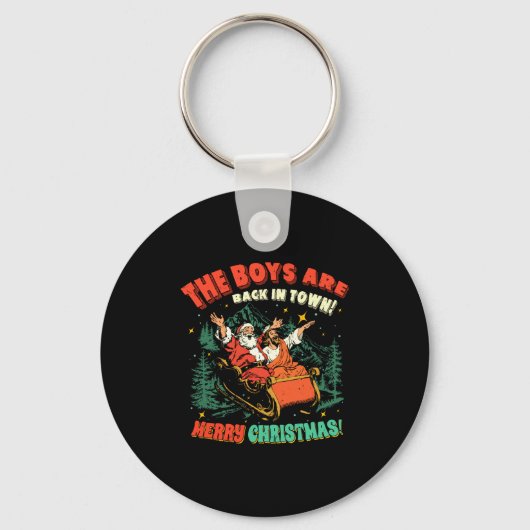 Funny Jesus Santa The Boys Are Back In Town Merry Sleutelhanger (Voorkant)
