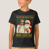 Funny Jesus Santa The Boys Are Back In Town Merry T-shirt (Voorkant)