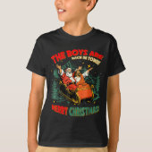Funny Jesus Santa The Boys Are Back In Town Merry T-shirt (Voorkant)