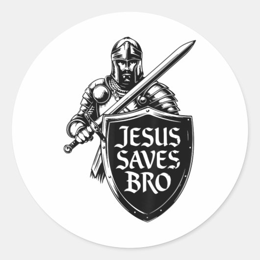 Funny Jesus Saves Bro Christelijke Kinder Jeugd Ti Ronde Sticker (Voorkant)