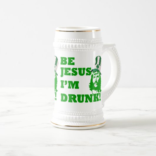 Funny Jesus St Patrick's day Bierpul (Voorkant rechts)