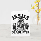 Funny Jesus The Ultimate Deadlifter Christian Gym Kaart (Gele Bloem)