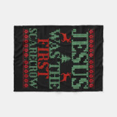 Funny Jesus Was The First Ecrow Ugly Sweater Style Fleece Deken (Voorkant (Horizontaal))