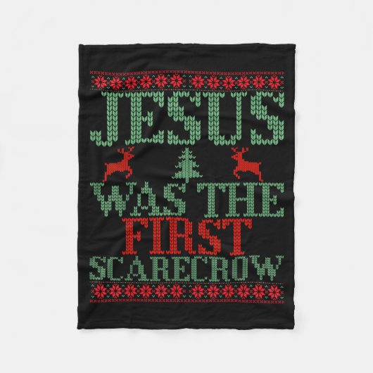 Funny Jesus Was The First Ecrow Ugly Sweater Style Fleece Deken (Voorkant)