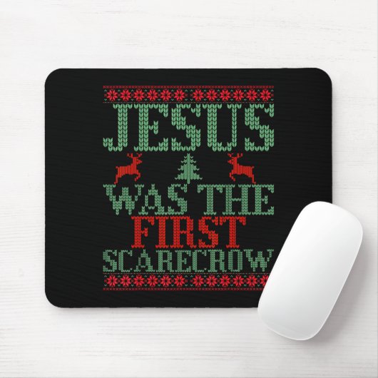Funny Jesus Was The First Ecrow Ugly Sweater Style Muismat (Met muis)