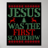 Funny Jesus Was The First Ecrow Ugly Sweater Style Poster (Voorkant)