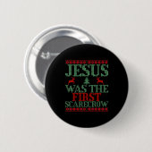 Funny Jesus Was The First Ecrow Ugly Sweater Style Ronde Button 5,7 Cm (Voorkant /achterkant)