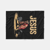 Funny Jesus Weightlifting Christian Gym Humor Fleece Deken (Voorkant (Horizontaal))