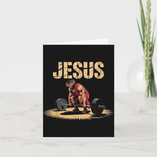 Funny Jesus Weightlifting Christian Gym Humor  Kaart (Voorkant)