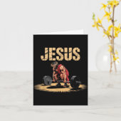 Funny Jesus Weightlifting Christian Gym Humor  Kaart (Gele Bloem)
