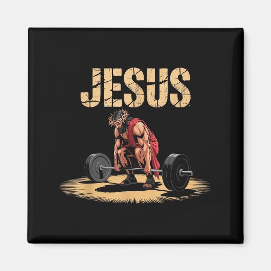 Funny Jesus Weightlifting Christian Gym Humor Magneet (Voorkant)