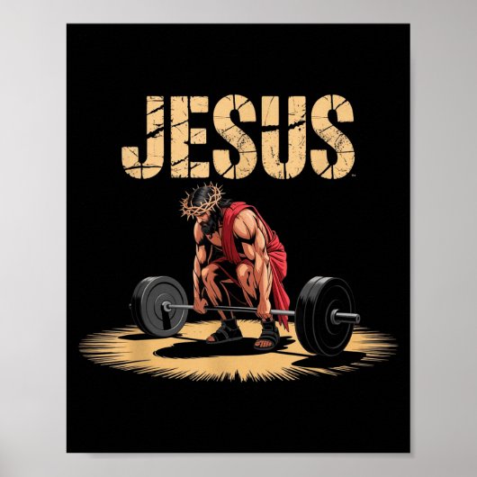 Funny Jesus Weightlifting Christian Gym Humor  Poster (Voorkant)