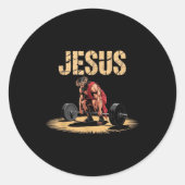 Funny Jesus Weightlifting Christian Gym Humor  Ronde Sticker (Voorkant)