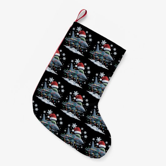Funny Jet Fighter Military Christmas Holiday Xmas Kleine Kerstsok (Voorkant (Hangend))
