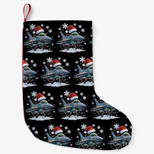 Funny Jet Fighter Military Christmas Holiday Xmas Kleine Kerstsok (Voorkant)