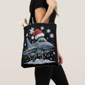 Funny Jet Fighter Military Christmas Holiday Xmas Tote Bag (Dichtbij)