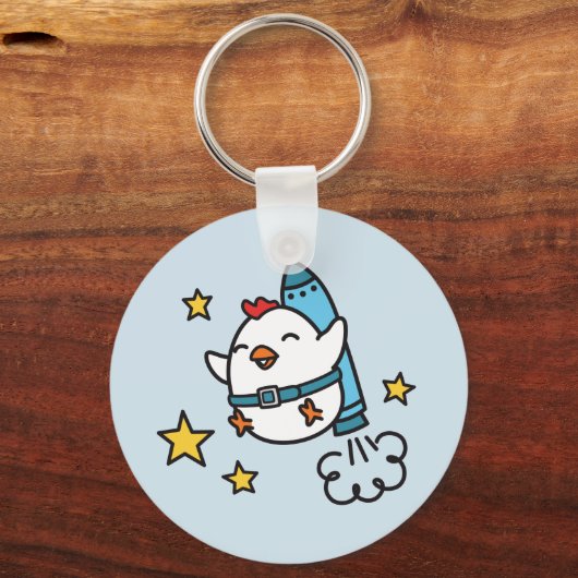 Funny Jetpack Chicken Design Sleutelhanger (Voorkant)