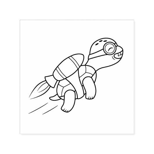 Funny Jetpack Turtle Zelfinktende Stempel (Design)