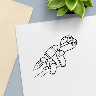 Funny Jetpack Turtle Zelfinktende Stempel
