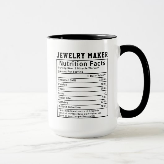 Funny Jewelry Maker Nutrition Facts Silversmith  Mok (Rechts)