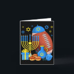 Funny Jewish Football Ball Menorah Happy Hanukkah Kaart<br><div class="desc">Grappig Joods Football Bal Menorah Happy Hanukkah Chanoeka</div>