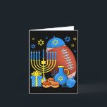 Funny Jewish Football Ball Menorah Happy Hanukkah Kaart<br><div class="desc">Grappig Joods Football Bal Menorah Happy Hanukkah Chanoeka</div>