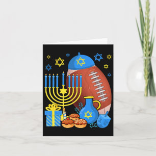 Funny Jewish Football Ball Menorah Happy Hanukkah Kaart