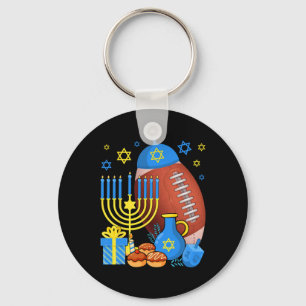 Funny Jewish Football Ball Menorah Happy Hanukkah Sleutelhanger