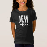 Funny Jewish Gift for Bat/Bar Mitzvah of Hanukkah T-shirt<br><div class="desc">Dit Joodse cadeau is grappig voor iedereen die slechts een beetje joods of misschien slechts een half joods is. Ze kunnen dit rondom Hanukkah of Kerstmis gebruiken als een grappige grap terwijl iedereen een lelijke kersttrui heeft. Dit grappige Joodse geschenk zegt Jew Ish met pijlen die naar de vis wijzen,...</div>
