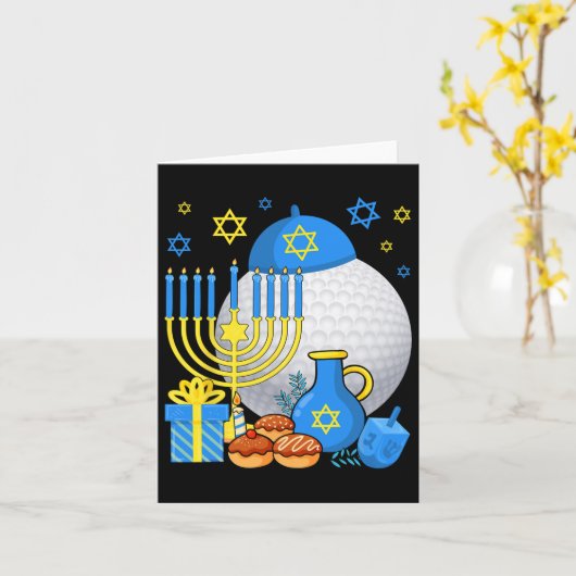 Funny Jewish Golf Ball Menorah Happy Hanukkah Chan Kaart (Gele Bloem)
