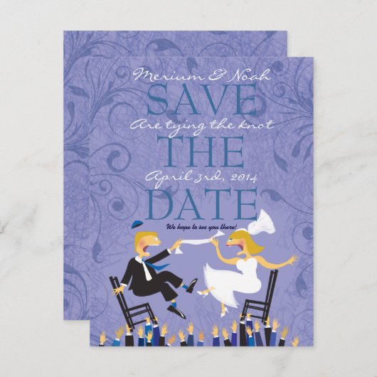 Funny Jewish Hora voorzitter Dance Save the Date C (Voorkant / Achterkant)
