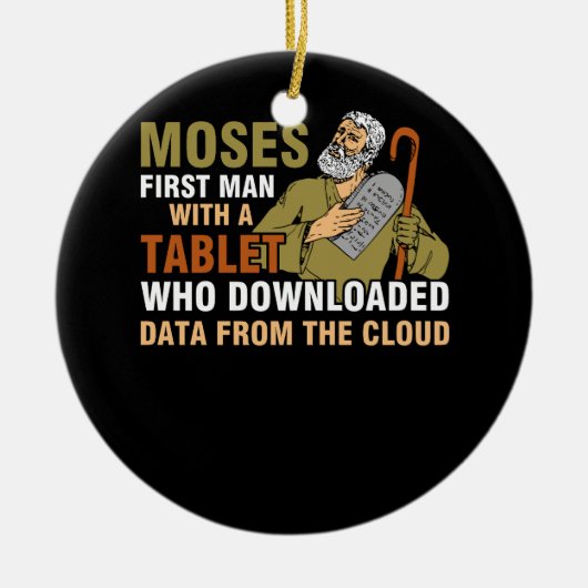 Funny Jewish Passover Moses Tablet Data Cloud Comp Keramisch Ornament (Voorkant)