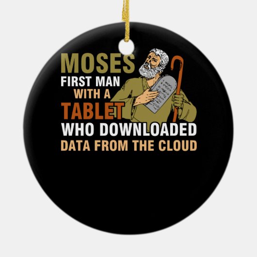 Funny Jewish Passover Moses Tablet Data Cloud Comp Keramisch Ornament (Achterkant)