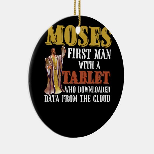 Funny Jewish Passover Moses Tablet Data Cloud Comp Keramisch Ornament (Rechts)