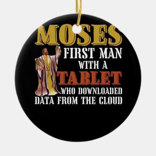 Funny Jewish Passover Moses Tablet Data Cloud Comp Keramisch Ornament (Voorkant)
