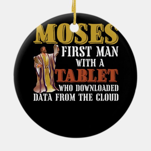 Funny Jewish Passover Moses Tablet Data Cloud Comp Keramisch Ornament (Achterkant)