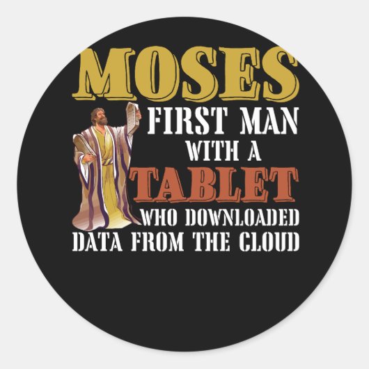 Funny Jewish Passover Moses Tablet Data Cloud Comp Ronde Sticker (Voorkant)
