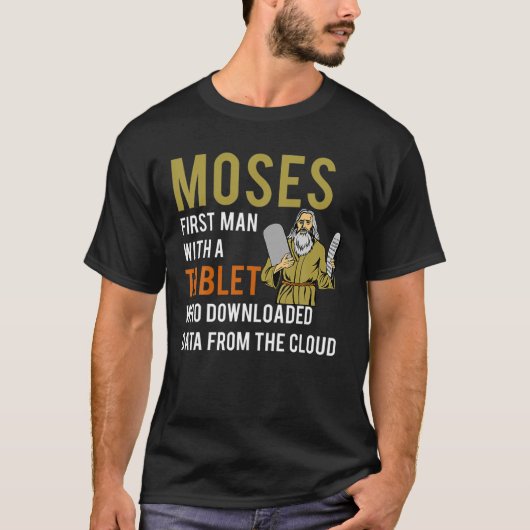 Funny Jewish Passover Moses Tablet Data Cloud Comp T-shirt (Voorkant)