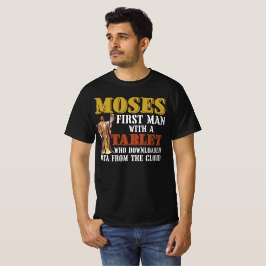 Funny Jewish Passover Moses Tablet Data Cloud Comp T-shirt (Voorkant volledig)