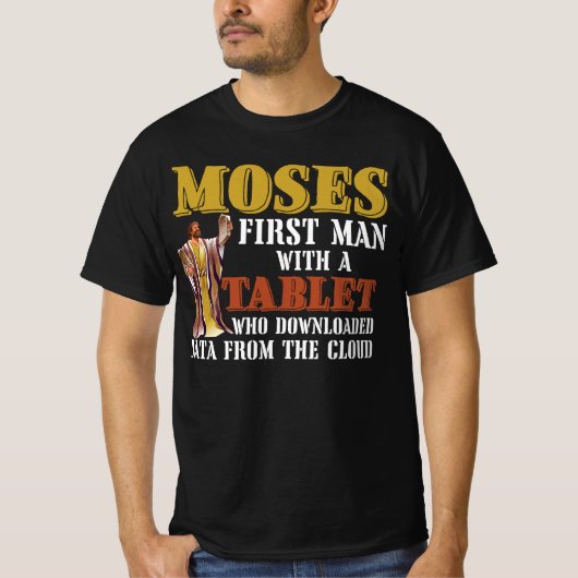 Funny Jewish Passover Moses Tablet Data Cloud Comp T-shirt (Voorkant)