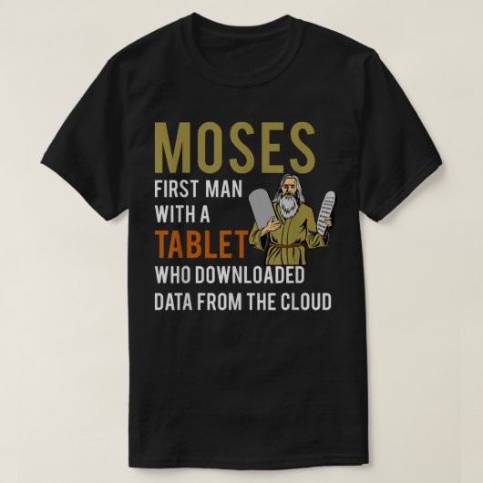 Funny Jewish Passover Moses Tablet Data Cloud Comp T-shirt (Design voorkant)