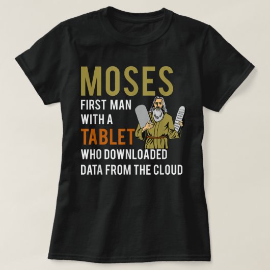 Funny Jewish Passover Moses Tablet Data Cloud Comp T-shirt (Design voorkant)