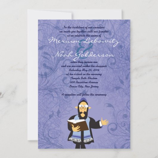 Funny Jewish Rabbi Wedding Invitation Kaart (Voorkant)