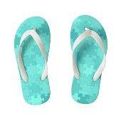 Funny Jigzaag Puzzle Pattern Add Name Turquoise Kinder Teenslippers (Voetbed)