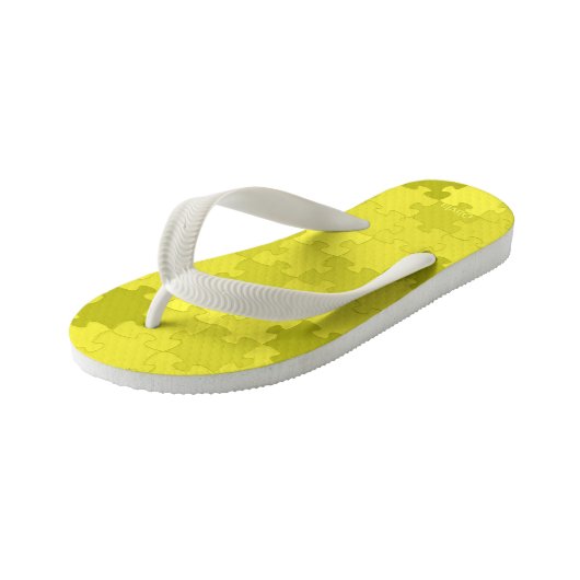 Funny Jigzaag Puzzle Pattern Voeg naam Geel Groen Kinder Teenslippers (Schuin)