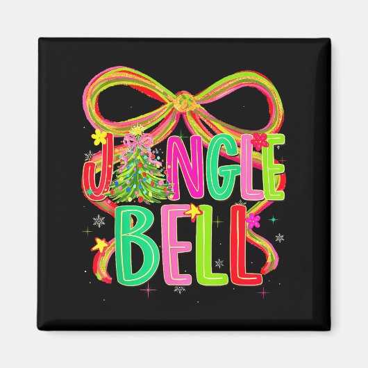 Funny Jingle Bells Coquette Bow Merry Christmas Gi Magneet (Voorkant)