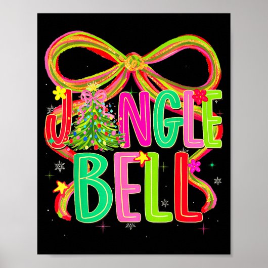 Funny Jingle Bells Coquette Bow Merry Christmas Gi Poster (Voorkant)