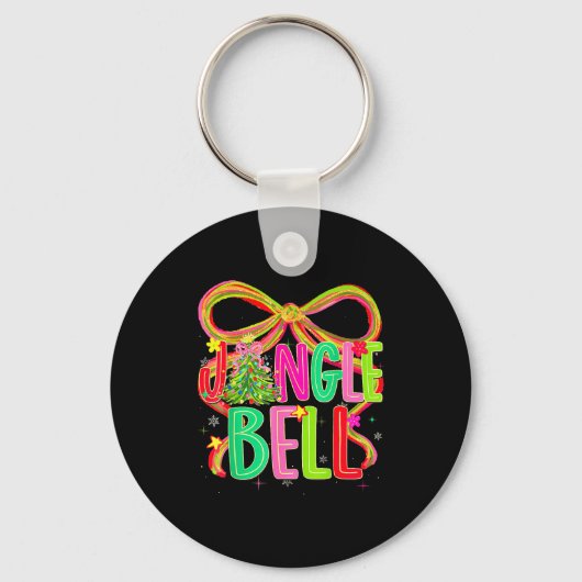 Funny Jingle Bells Coquette Bow Merry Christmas Gi Sleutelhanger (Voorkant)