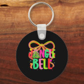 Funny Jingle Bells Coquette Bow Merry Christmas Gi Sleutelhanger (Voorkant)
